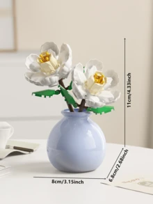 1361pcs Realistic Preserved Flower Building Blocks Basket, Roses/Sunflowers/Tulips/Lily Of The Valley/Roses/Lilies/Roses/Peonies/Jasmine Creative 3D Assembly Building Blocks Potted Succulent Plants Desktop Decor, Birthday/Halloween/Christmas Gift - Multicolor - View 20