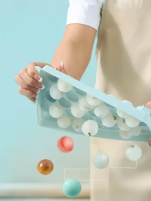 قالب ثلج بغطاء وصناديق ثلج - قالب ثلج دائري بغطاء، مناسب للثلاجة - قالب ثلج مع صندوق ثلج، مناسب للثلاجة (0.8 بوصة - 2 قطع، أزرق)