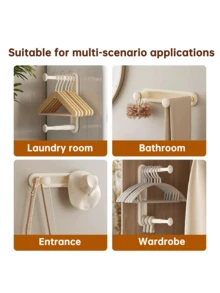 Multi-Color Plastic Double-Layer Clothes Hanger Rack, Wall-Mounted Expandable Clothes Drying Rack, Space-Saving Wardrobe Organizer, Compact Heavy-Duty Garment Rack For Small Apartments And Dorms, Bathroom And Balcony Drying Assistant, Entryway And Hallway Organizer, Portable Closet Storage Solution For Travel, Easy-Access Sorting System, Convenient For Seasonal Wardrobe Changeover And Holiday Gift Storage - Multicolor - View 7