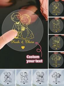 1~250张定制婚礼礼物贴纸，个性化婚礼感谢标签，定制派对礼物贴纸，定制圆形标签贴纸 - 可定制新娘礼物派对标签，招待袋贴纸，婚礼派对贴纸，派对袋标签，多功能，可调节，耐用，装饰性强，可重复使用，精致可爱，高品质，现代，色彩丰富，舒适时尚，墙纸贴纸 - 白色 - 查看 2