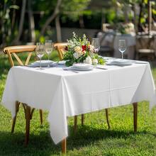 1Pc White Wrinkle-Resistant Polyester Tablecloth - Halloween Christmas Birthday Party Decor, White Table Cover For Outdoor Picnics, Weddings, Camping, Kitchen