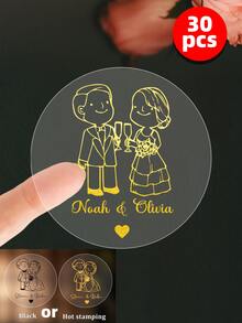 1~250张定制婚礼礼物贴纸，个性化婚礼感谢标签，定制派对礼物贴纸，定制圆形标签贴纸 - 可定制新娘礼物派对标签，招待袋贴纸，婚礼派对贴纸，派对袋标签，多功能，可调节，耐用，装饰性强，可重复使用，精致可爱，高品质，现代，色彩丰富，舒适时尚，墙纸贴纸 - 白色 - 查看 31