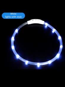 1pc LED Glowing Dog Collar, USB Rechargeable, Bright Luminous Pet Necklace, Anti-Lost, Long-Lasting Glow, Multi-Color Fiber Optic & LED Strip Options - Multicolor - View 34