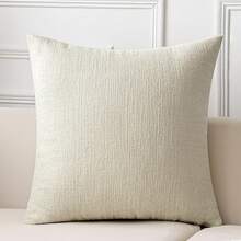 1 件奶油色纹理抱枕套，现代农舍雪尼尔凸起纹理透气靠垫套，适用于卧室、客厅、床、沙发、汽车、装饰枕套，四季皆宜 - 奶油白 - 查看 10
