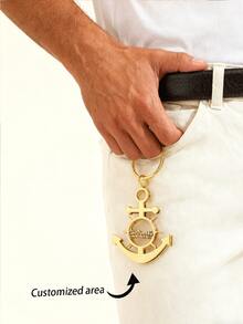 1 Stück personalisierter Edelstahl Namensanhänger - Personalisierter matter Anker Seemann Buchstaben Anhänger mit glänzenden Akzenten, unisex Panzerkette Schmuckgeschenk, geeignet für Lässig oder formelle Anlässe, Boho-Chic, 18 Karat vergoldet, personalisierter Schlüsselanhänger