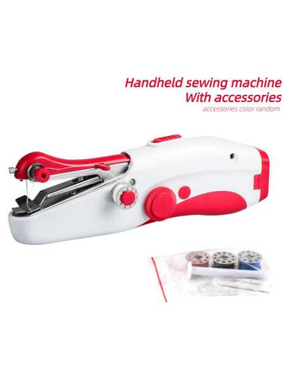 1pc Portable Handheld Electric Sewing Machine With Accessories (Accessory Color Random), Mini Compact Sewing Machine For Home Use, Quick And Easy Stitching For Cushions, Clothes, Curtains, Handicrafts, Travel, Home And DIY Projects, Suitable For Beginners, Meets Various Sewing Needs! Emergency Handheld Sewing Tool! Suitable For Halloween, Christmas, Holiday Gifts, Travel, Camping Sets, Instant Sewing Tool (Product Does Not Include Battery)