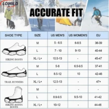 1 para antypoślizgowych ochraniaczy na buty, 8-zębowe kolce ze stali nierdzewnej, kolce do butów zapewniające przyczepność na zewnątrz, odpowiednie do chodzenia, biegania, wędrówek pieszych, wspinaczki, czarne