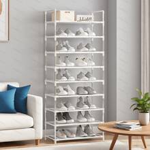 LÈRFM 9-Tier Tall Shoe Rack, Suitable For Hallways, Closets, And Entryways, Adjustable Shoe Rack, Sturdy And Durable, Storage Shoe Rack, Narrow Non-Woven Freestanding Shoe Rack - White - View 4