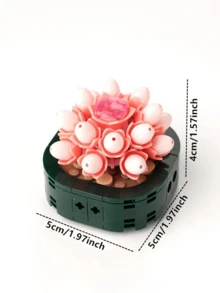1361pcs Realistic Preserved Flower Building Blocks Basket, Roses/Sunflowers/Tulips/Lily Of The Valley/Roses/Lilies/Roses/Peonies/Jasmine Creative 3D Assembly Building Blocks Potted Succulent Plants Desktop Decor, Birthday/Halloween/Christmas Gift - Multicolor - View 14