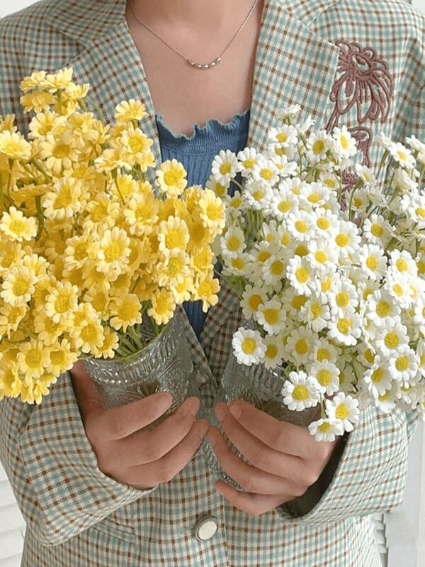 Artificial Yellow Downy Flowers, Luxury Ins Style Downy Flower Bouquet, Artificial Downy And Alison Flower Bouquet, Home Decor And Photography For Table And Living Room, Valentine's Day, Birthday And Graduation Gifts For Wedding Arrangements, Vase Centerpieces, DIY Home Decor Party Floral Aesthetic