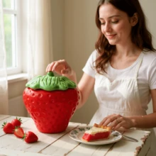 Strawberry Sweet Food Container 2 Liters Ceramic - 紅色 - 查看 6