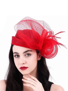 1件女士头饰，优雅茶会帽，镶钻，2025复古1950年代肯塔基德比帽，羽毛发夹，新娘婚礼派对鸟笼面纱头饰，1920年代花卉领巾发带，复古毡帽，贝雷帽，1950年代服装，教堂帽，黑色丧葬面纱，1940年代连衣裙，维多利亚帽，药盒帽，洛丽塔配饰，生日、母亲节、万圣节、圣诞节送给女性和女孩的礼物 - Style A - 查看 12