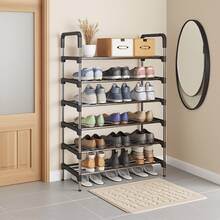 LÈRFM 6/9-Layer Metal Shoe Rack With Dust Cover, Large-Capacity Non-Woven Shoe Storage Box, Space-Saving, Suitable For Home And Dormitory Shoe Storage, Easy To Assemble - Black - View 5