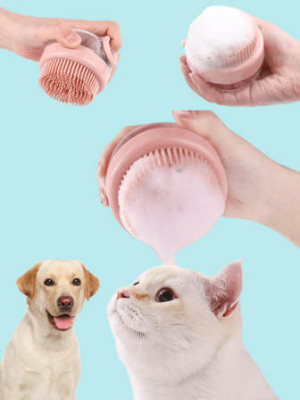 1/2 st badborste för katt och hund, badborste för husdjur, presstyp, inbyggd vätskebehållare, lätt att tillsätta tvättmedel, skonsam massage som inte skadar husdjurets hud, lätt att använda, djuprengör hår, utmärkt material lämpligt för katter och hundar, husdjursnödvändigheter