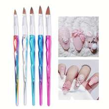 美甲刷五件套，包含美甲彩绘刷、美甲勾线刷、美甲凝胶刷、美甲清洁刷、指甲油刷、亚克力美甲刷、修甲刷，适用于美甲沙龙和家庭DIY。