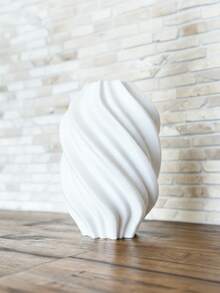 1 pièce Vase à fleurs en plastique moderne incurvé avec herbe de pampa artificielle, décoration minimaliste pour la maison, centre de table de mariage, salon, bureau, cadeau de pendaison de crémaillère, décoration de pièce, vase en verre à design torsadé gris