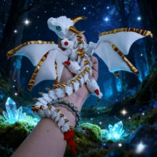 Dual-Horned Dragon With Wings, Flexible Posable Gradient Color Model Doll Figurine