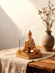 1 pièce Statue de Bouddha, statue de Bouddha pour la décoration de méditation, décoration spirituelle zen de Bouddha, statue et figurine de Bouddha pour la décoration de la maison, couleur or