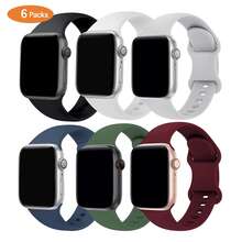 6条装运动表带，兼容表带，尺寸可选38mm、40mm、41mm、42mm、44mm、45mm、49mm、46mm，硅胶防水表带，兼容 Series 11、10、9、Ultra、8、7、6、5、4、3、2、1、SE，男女款均有。 - 彩色 - 查看 6