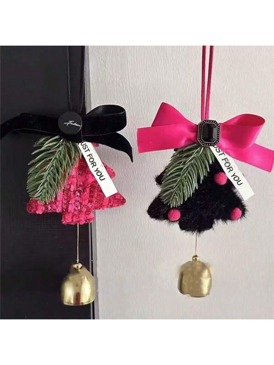 1 pieza Adorno colgante de árbol de Navidad, Colgante de estrella y campana, Colgante para coche, Colgante para puerta, Regalo de pareja, Regalo de Navidad, Decoración