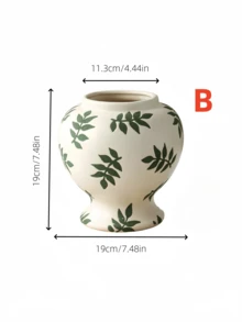 1 Peça Vaso Cerâmico com Design Fresco e Minimalista, Padrão Impresso Branco - Adequado para Segurar Água para Arranjar Flores Frescas e Pode Ser Usado como Ornamento Decorativo em Múltiplos Cenários