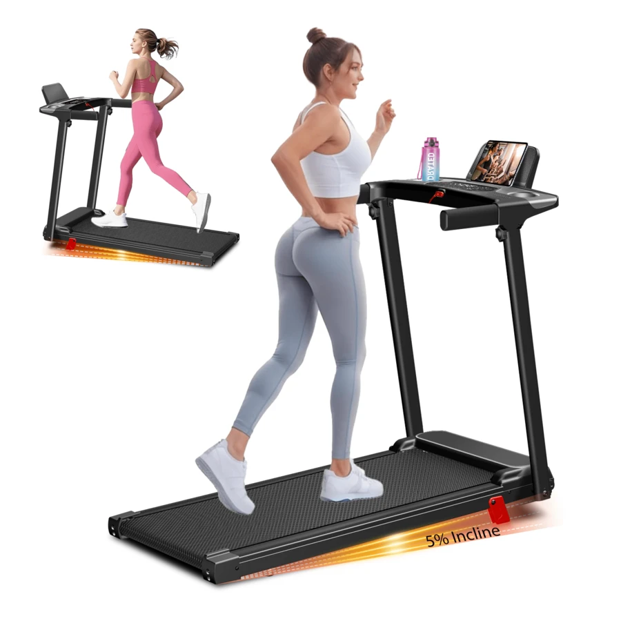 Portable Treadmill With Incline, 3.0HP Walking Pad With Handle Bar, 3-In-1 Foldable Treadmill For Home Office Small Space With Quiet Brushless, 300 LBS Capacity - 黑色 - 查看 1
