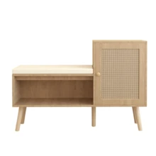 Natural Rattan Shoe Cabinet / 2-In-1 Shoe Cabinet / Ample Storage Space / Durable Construction / Suitable For Hallways And Bedrooms - 自然色 - 查看 8