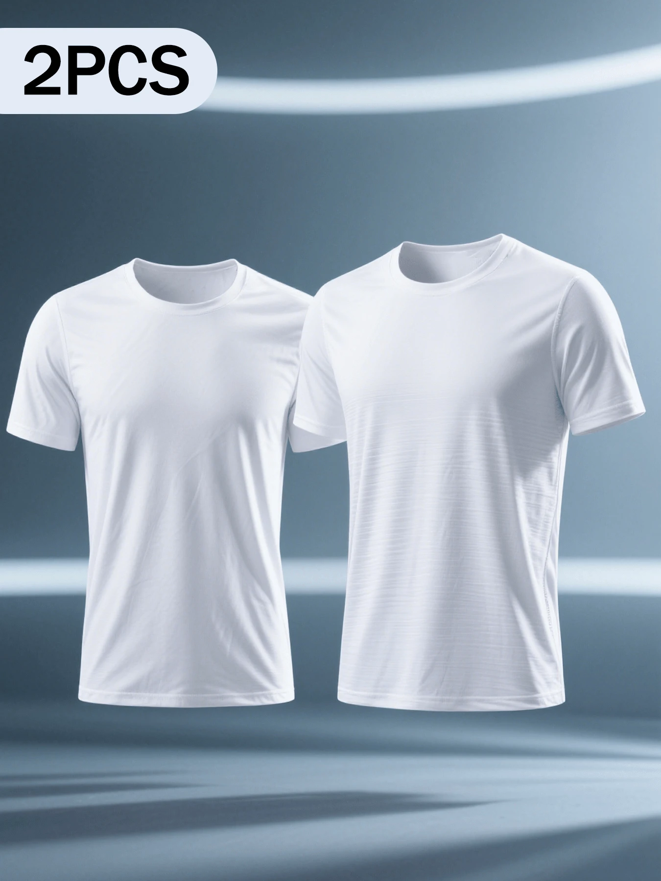 XCGV JK 2pcs Pack Men's Knitted Casual Round Neck Short Sleeve T-Shirt, Round Neck Short Sleeve T-Shirt, Round Neck Short Sleeve T-Shirt - trắng - Xem 1