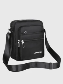 1 pieza Bolsa pequeña con cierre de cremallera de tela de nailon de unicolor, multicapa, mochila casual de moda, de mano, con correa para el hombro, adecuada para primavera, verano, otoño, uso diario, trabajo, negocios, compras - Multicolor - Ver 1