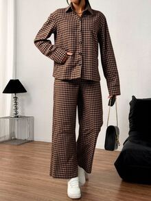 Women Two-Piece Outfits - Dark Coffee - View 3