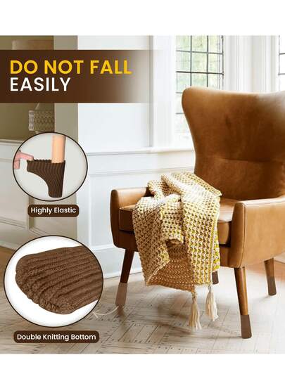 4 piezas Calcetines tejidos para patas de mesa, protege tus pisos y muebles, calcetines de tela para patas de mesa y sillas de lana con alta elasticidad, protector de piso antideslizante, juego de fundas para patas de muebles, adecuado para diámetro, almohadillas de muebles tejidas