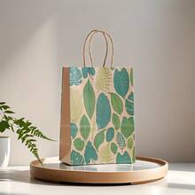 16/24pcs Plant Printed Kraft Paper Christmas Party Gift Bags, Party Favor Bags, Small Gift Bags