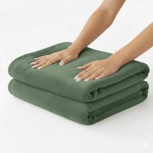 Microfiber Blanket Double And Queen Size Anti-Allergic Soft Extra Soft Flannel - 墨綠色 - 查看 2