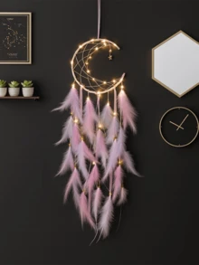 LED捕梦网：月亮捕梦网、彩色捕梦网、大型捕梦网、夜灯、正宗捕梦网、圣诞节万圣节派对装饰、婚礼生日周年纪念日节日惊喜礼物 - 緞帶月亮 - 查看 5