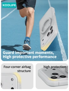 Koolife 360°旋转磁吸手机壳，兼容 17 Pro，2.5mm厚背板，PC+TPU材质，精准开孔，亲肤磨砂防滑防汗，摄像头凸起保护，兼容 13/13 Pro/13 Pr、14/14 Pro/14 P、15/15 Plus/15 Pro/15 X、16/16 Plus/16 Pro/16 Pro Max/16e