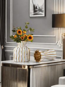 1 pieza Jarrón de estilo nórdico de cerámica con textura, adecuado como jarrón decorativo de oficina, jarrón de mesa de sala de estar para flores frescas o secas, y jarrón decorativo de entrada. Decoración del hogar, decoración de la habitación, jarrón de flores, jarrón de vidrio