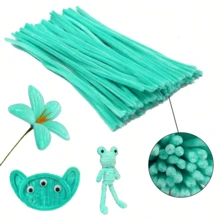 100根高密度柔性扎带，53色针织花茎，可弯曲针织花茎，灰色工艺毛根，纯色针织花茎，工艺毛根配件，针织毛根用于手工制作，蓬松毛根，工艺品和装饰品，多功能DIY花束扎带材料 - 彩色 - 查看 10