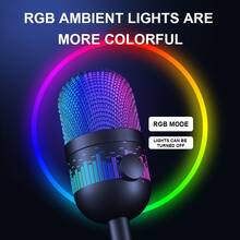 USB Condenser Microphone With Volume Control, Mute Button, RGB Lighting, Suitable For PC//Laptop/ - Great For Computer Recording, Streaming And Gaming!