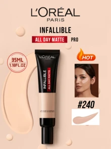 LOREAL Infallible All Day Matte Pro Liquid Foundation #240 10/35ml, Dual Sebum Control & 19% Mattifying Ingredients, Oil-Free Full Coverage, Waterproof & Smudge-Proof, Lightweight Formula, 24-Hour Longwear Matte Finish For Oily Skin, Perfect For Daily Use & Special Occasions, Achieve Flawless Makeup Results
