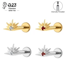 1 pieza Pendiente de cartílago con rosca de titanio G23, con brillante CZ, pendiente de oreja, pendiente de hélix, pendiente de trago, conjunto de joyas de perforación exquisitas, nuevo artículo de joyería de perforación para San Valentín