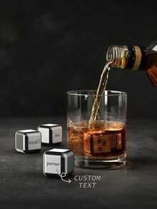 4 Pieces, 8 Pieces Customized 304 Stainless Steel Frozen Ice Cubes, Customizable Name Date, Reusable, Used For Quick Cooling Of Wine And Whiskey, Beer Drinks Cocktails, Unique Gifts For Boyfriends, Husbands, Fathers, Perfect For Birthdays, Anniversaries, Wedding Gifts, Groomsmen Gifts - Text Version - View 8