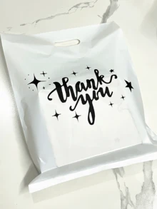 Bolsa de regalo, Bolsa de tela de plástico con texto "Gracias", Bolsa de empaque de regalo para tienda de ropa