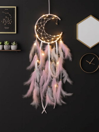 Dreamcatcher With Led Lights: Moon Dreamcatcher, Colorful Dream Catchers, Big Dreamcatcher, Nightlight, Authentic Dream Catcher, Christmas Halloween Party Decorations, Wedding Birthday Anniversary Holiday Surprise Gifts