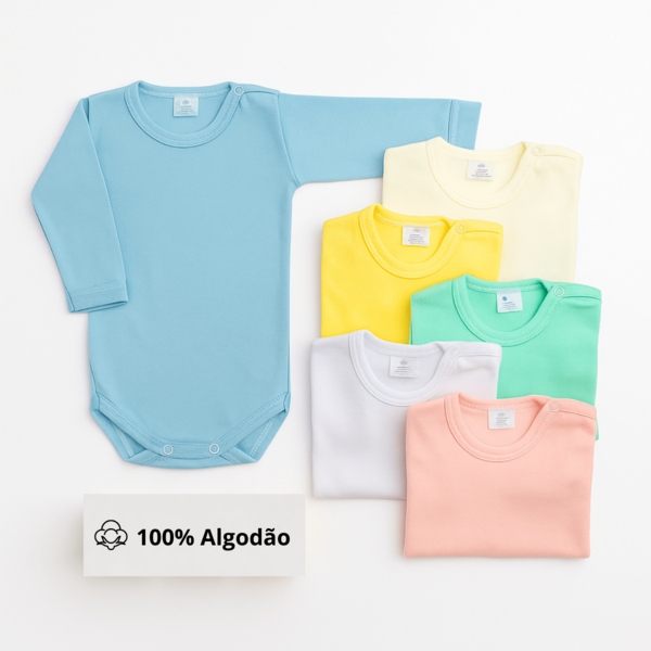 Kit 3 Body 100% Algodão Bebê Menino e Menina Enxoval Maternidade Longo Frio Suedine