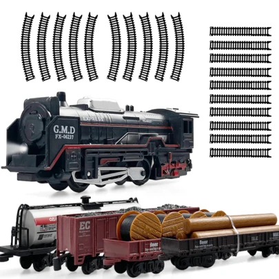 Trenes Simulación Tren Para Niños Tren Electrico Juguete Set 25 piezas ,Modelo de tren eléctrico realista y clásico,Conjunto de tren retro de simulación, súper tren de resistencia con locomotoras de vapor, regalos de navidad,regalo de cumpleaños,vuelta al cole