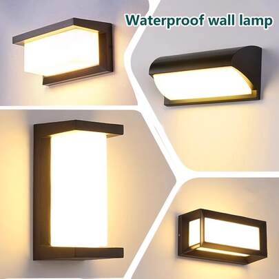 1pc IP65 Waterproof LED Wall Light, 4 Styles, 6500K Cool White Or 3000K Warm White, AC85-365V, 25W Rectangular Modern Spotlight, Suitable For Garden, Porch, Balcony, Stairs, Parking Lot And Corridor Lighting, Outdoor Lighting For Front Door, Patio Or Garden, LED Fixture, AC8, Patio Light, Patio Lamp