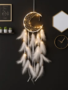 LED捕梦网：月亮捕梦网、彩色捕梦网、大型捕梦网、夜灯、正宗捕梦网、圣诞节万圣节派对装饰、婚礼生日周年纪念日节日惊喜礼物 - 緞帶月亮 - 查看 15