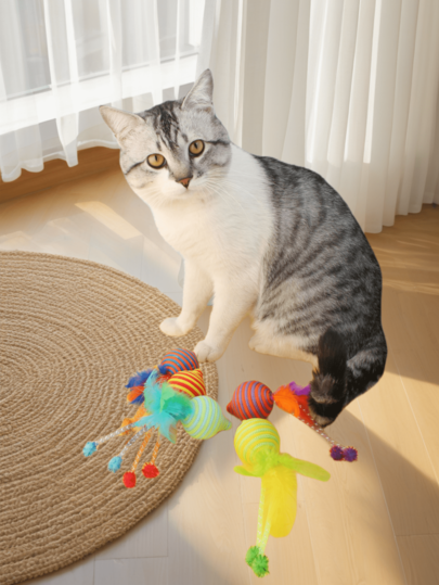 1 peça de brinquedo de autoentretenimento para gatos, brinquedo provocador de varinha de pena para gatos consumirem energia, suprimentos para animais de estimação somente para gatos