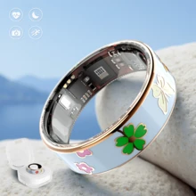 Smart Ring With A Crystal Charging Case - Fitness And Sleep Tracker, Step Count, Distance Measurement, Calorie Tracking, Multiple Exercise Modes, Magnetic Charging - Stylish Blue Butterfly Pattern Design, IP68 Waterproof, Perfect For Men And Women, Perfect For Holiday Gifts - 藍色 - 查看 10