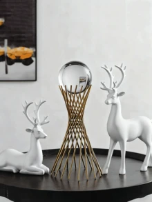 2个金色树脂小鹿挂饰，适用于房间装饰、卧室装饰、圣诞礼物、冬季装饰、家居婚礼装饰、家居装饰、首饰盒装饰、派对装饰、情人节装饰、生日装饰